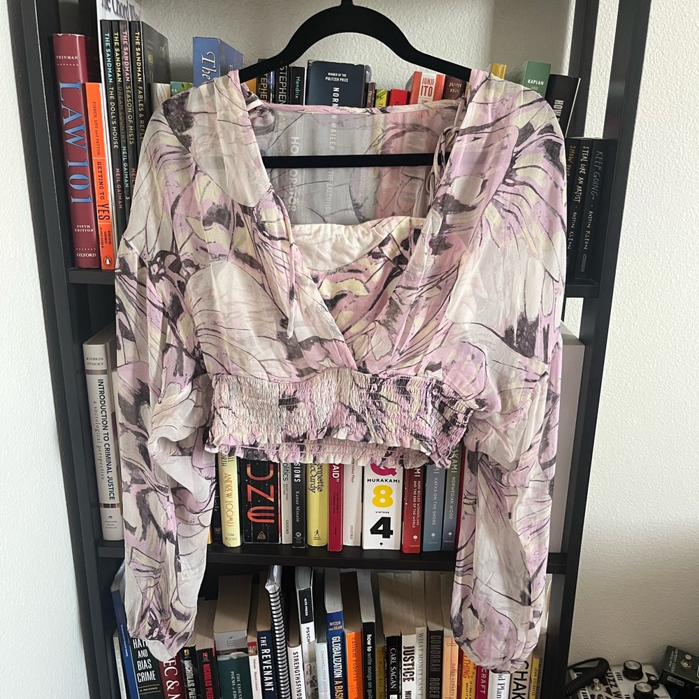 Anthropologie sheer peasant top